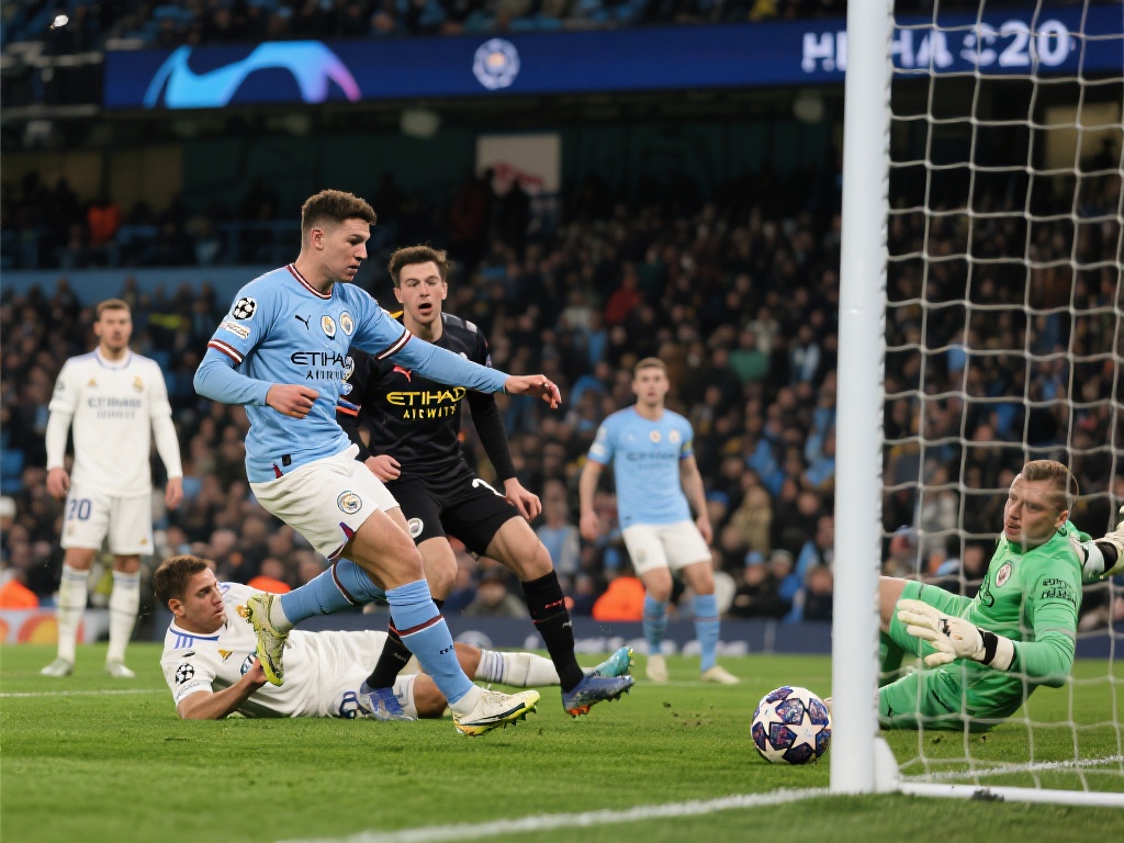 当两大豪门曼城与皇马在欧冠赛场相遇时，比